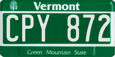 VT license plate CPY872