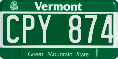 VT license plate CPY874