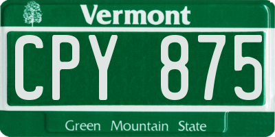 VT license plate CPY875