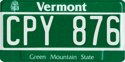 VT license plate CPY876