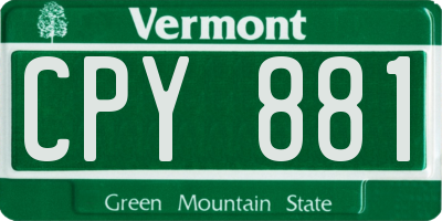 VT license plate CPY881