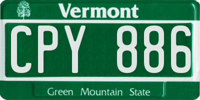 VT license plate CPY886
