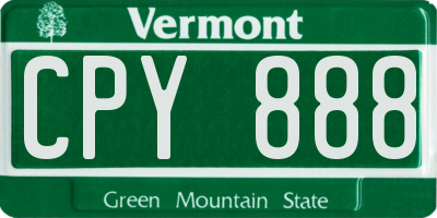 VT license plate CPY888