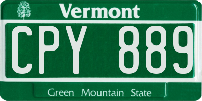 VT license plate CPY889