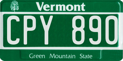 VT license plate CPY890