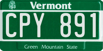 VT license plate CPY891