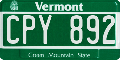 VT license plate CPY892