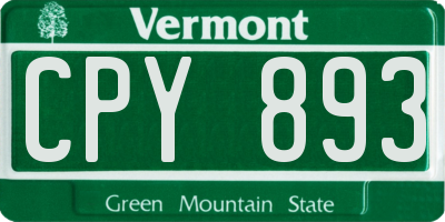 VT license plate CPY893