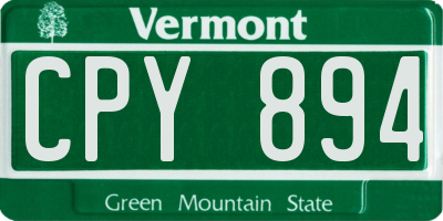 VT license plate CPY894