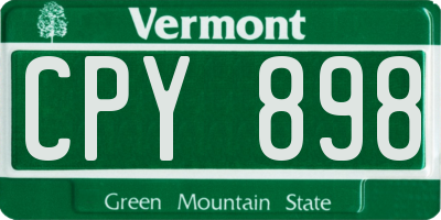 VT license plate CPY898