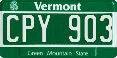 VT license plate CPY903