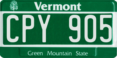 VT license plate CPY905
