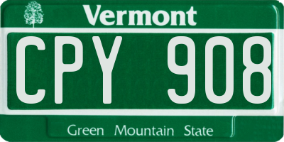 VT license plate CPY908