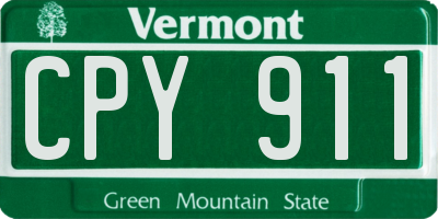 VT license plate CPY911