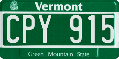 VT license plate CPY915