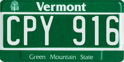 VT license plate CPY916