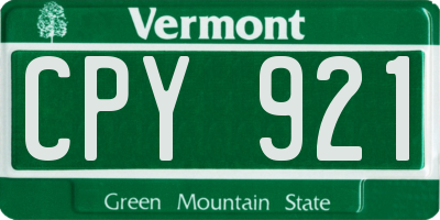 VT license plate CPY921