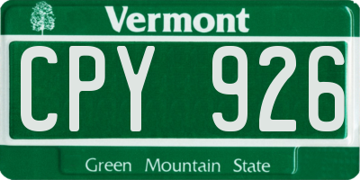 VT license plate CPY926