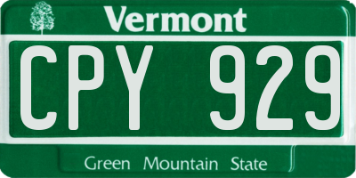 VT license plate CPY929