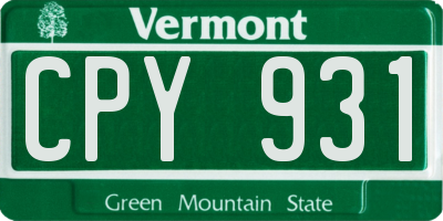 VT license plate CPY931