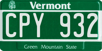 VT license plate CPY932