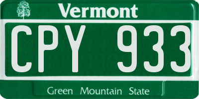 VT license plate CPY933