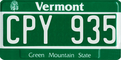 VT license plate CPY935