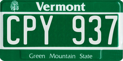 VT license plate CPY937