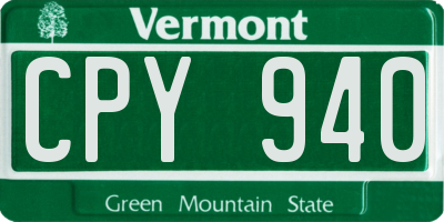 VT license plate CPY940