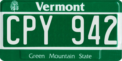 VT license plate CPY942