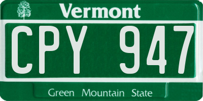 VT license plate CPY947