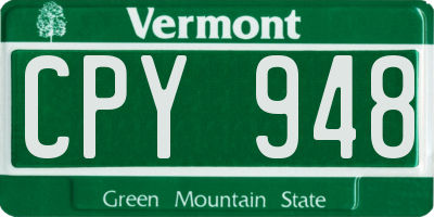 VT license plate CPY948