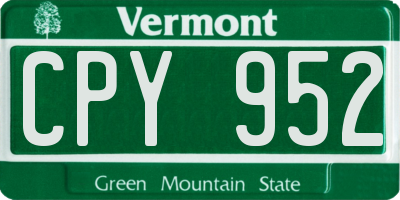 VT license plate CPY952
