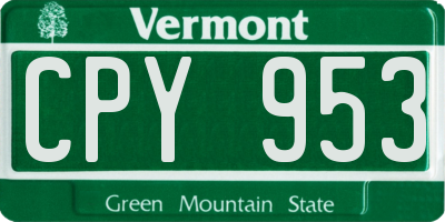 VT license plate CPY953