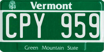 VT license plate CPY959