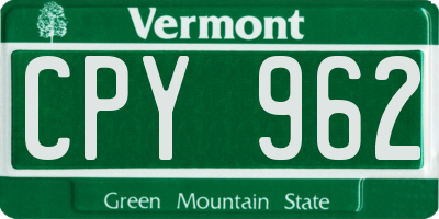 VT license plate CPY962