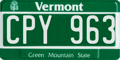 VT license plate CPY963