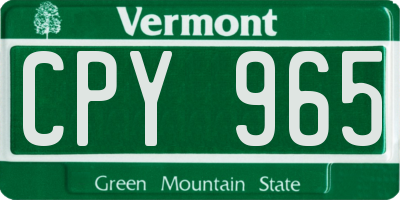 VT license plate CPY965
