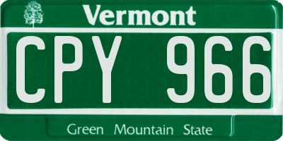 VT license plate CPY966