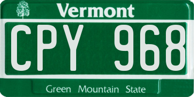 VT license plate CPY968