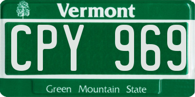 VT license plate CPY969