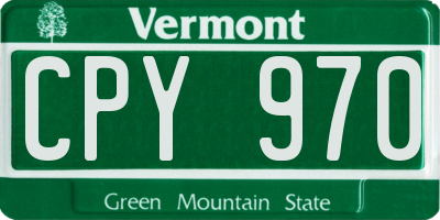 VT license plate CPY970