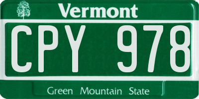 VT license plate CPY978