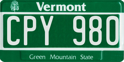 VT license plate CPY980