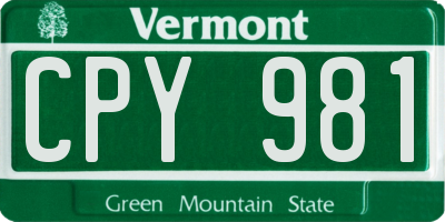 VT license plate CPY981