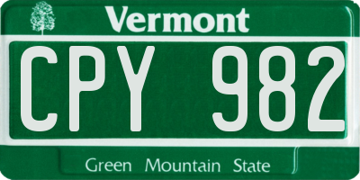 VT license plate CPY982
