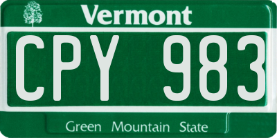 VT license plate CPY983