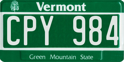 VT license plate CPY984