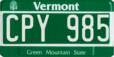 VT license plate CPY985