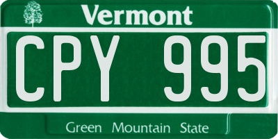 VT license plate CPY995